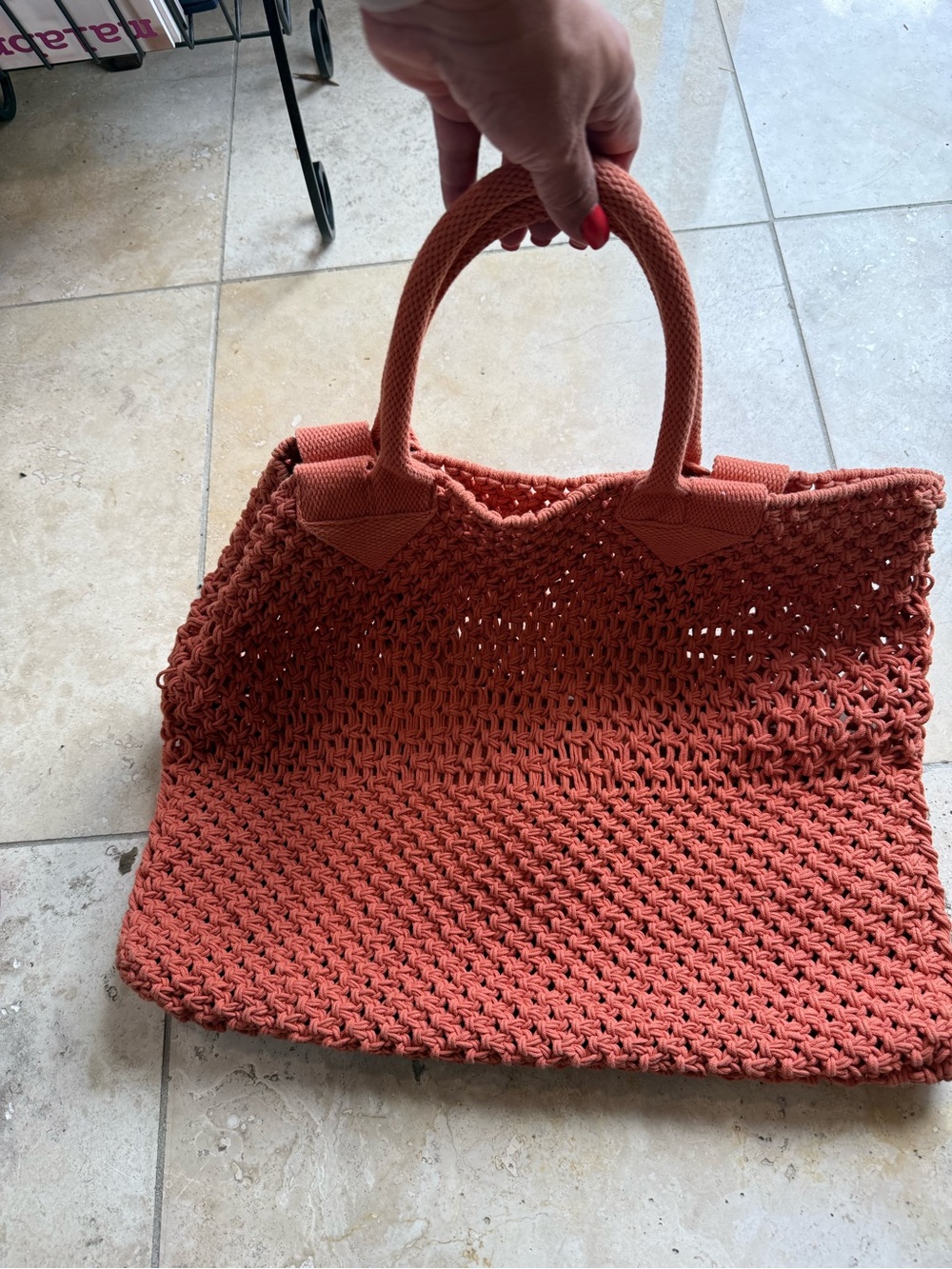 Woven Knit Tote Bag in Terracotta